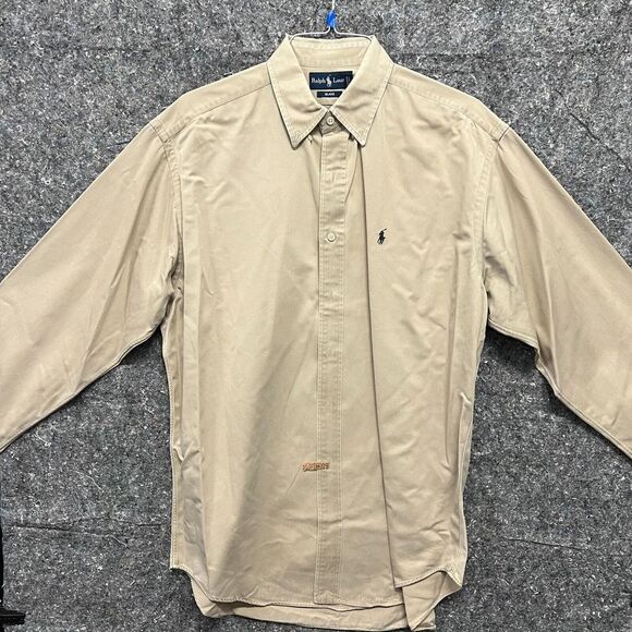Ralph Lauren Shirt Button Down Men L Brown Blake Long Sleeve Collared Button - Picture 1 of 10